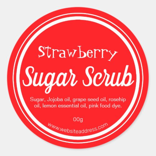 Sticker Label For Handmade Strawberry Sugar Scrub