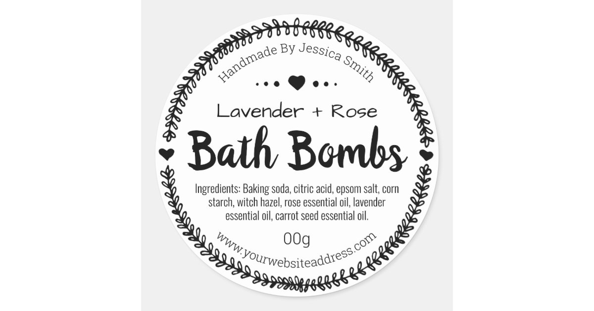 Sticker Label For Homemade Bath Bombs | Zazzle