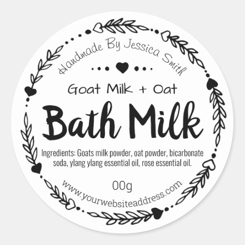 Sticker Label For Homemade Bath Milk Soak