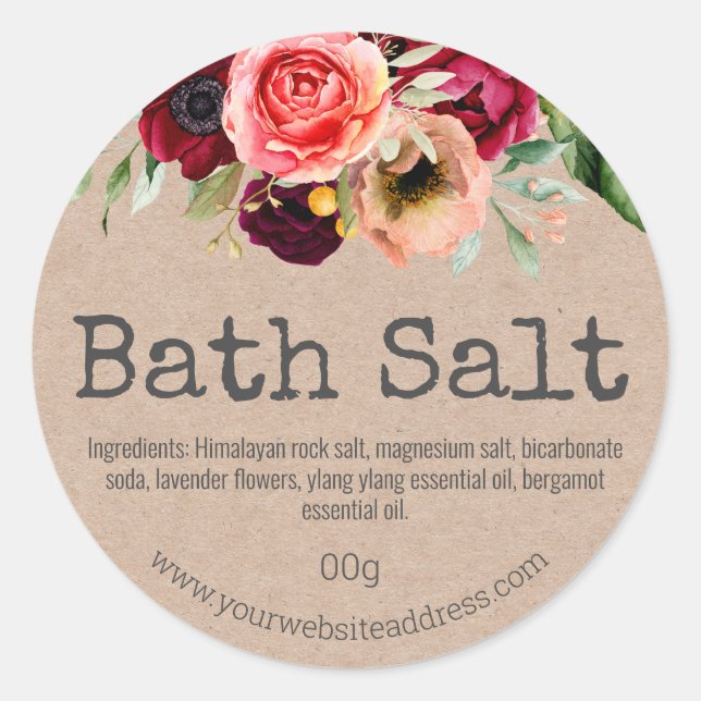 Sticker Label For Homemade Bath Salt (Front)