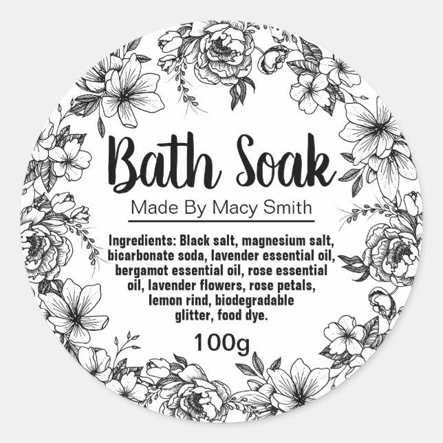 Sticker Label For Homemade Bath Salt (Front)