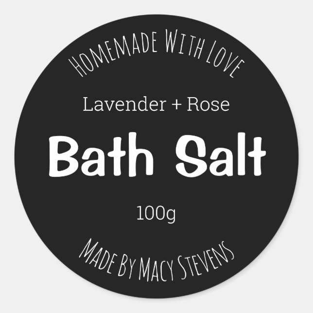 Sticker Label For Homemade Bath Salt (Front)