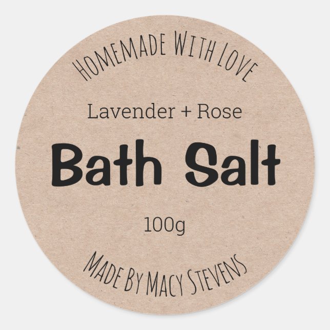 Sticker Label For Homemade Bath Salt (Front)