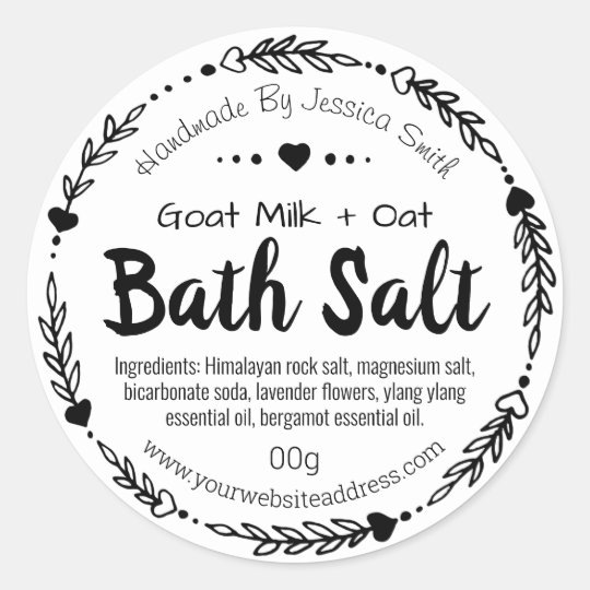 Sticker Label For Homemade Bath Salt Soak