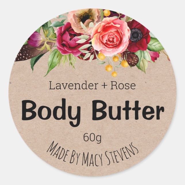 Sticker Label For Homemade Body Butter (Front)