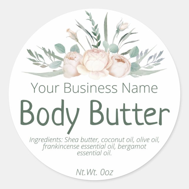 Sticker Label For Homemade Body Butter (Front)