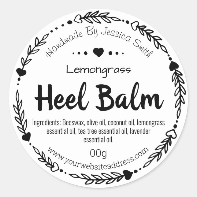 Sticker Label For Homemade Cracked Heel Balm (Front)
