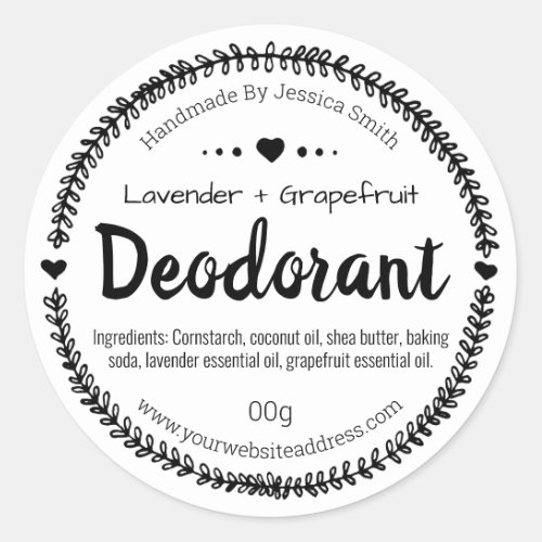 Sticker Label For Homemade Deodorant