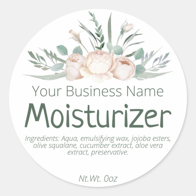 Sticker Label For Homemade Face Lotion Moisturizer (Front)
