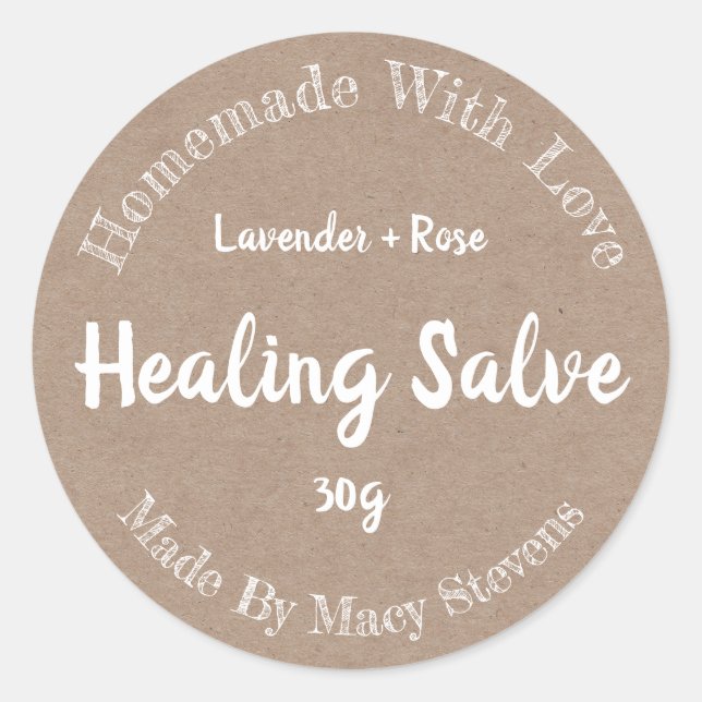 Sticker Label For Homemade Healing Salve Balm (Front)