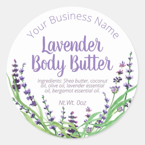 Sticker Label For Homemade Lavender Body Butter
