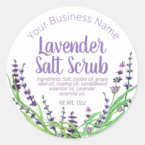 Sticker Label For Homemade Lavender Salt Scrub