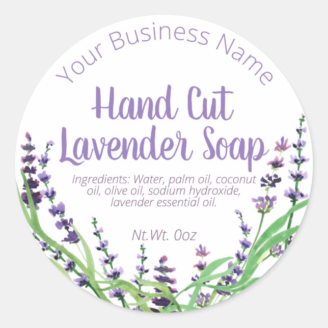 Sticker Label For Homemade Lavender Soap (Front)