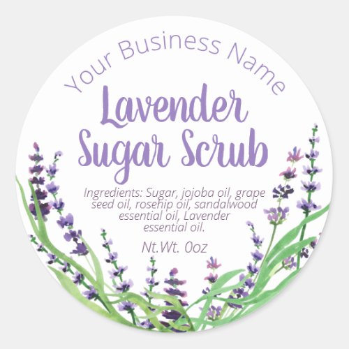 Sticker Label For Homemade Lavender Sugar Scrub