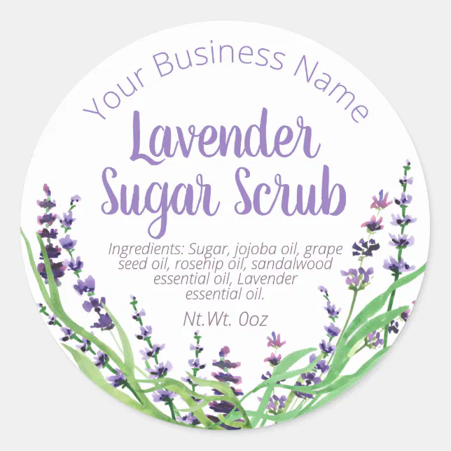 Sticker Label For Homemade Lavender Sugar Scrub | Zazzle