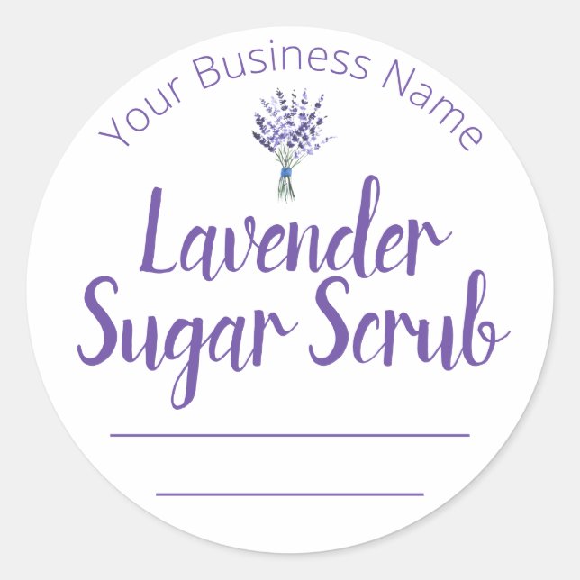 Sticker Label For Homemade Lavender Sugar Scrub (Front)