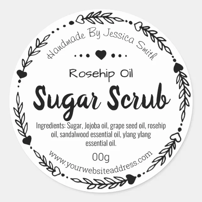 sticker-label-for-homemade-sugar-scrub-zazzle