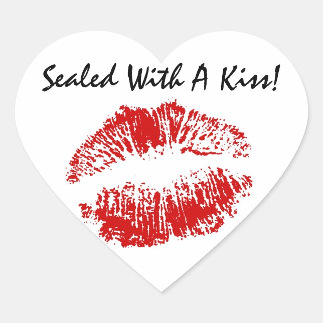 Sticker Letter Seal Sealed With A Kiss Lips Heart (Front)