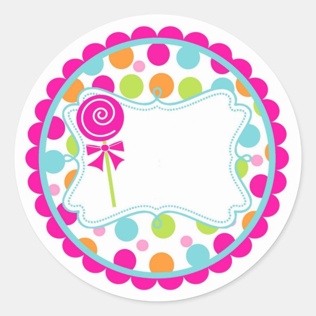 Sticker/Lollipop and Dots Classic Round Sticker (Front)