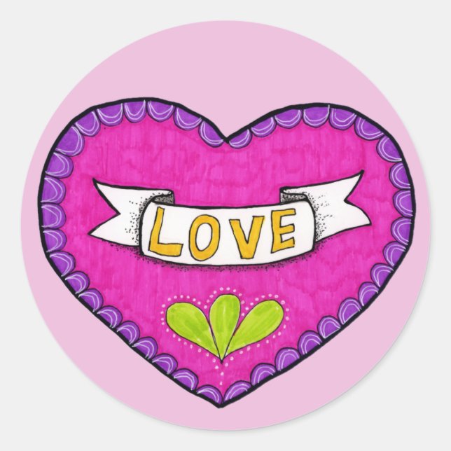 Sticker Love Heart Round  (Front)