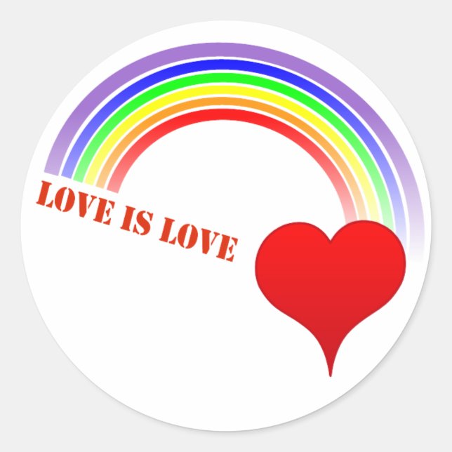 Sticker LOVE IS LOVE Rainbow Heart design (Front)