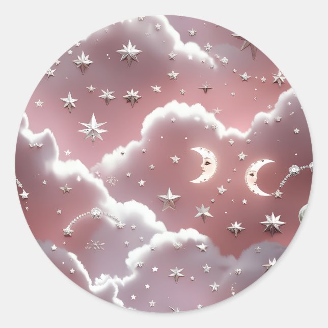 Sticker – Luxury Quartz Pink Celestial Moon (Front)