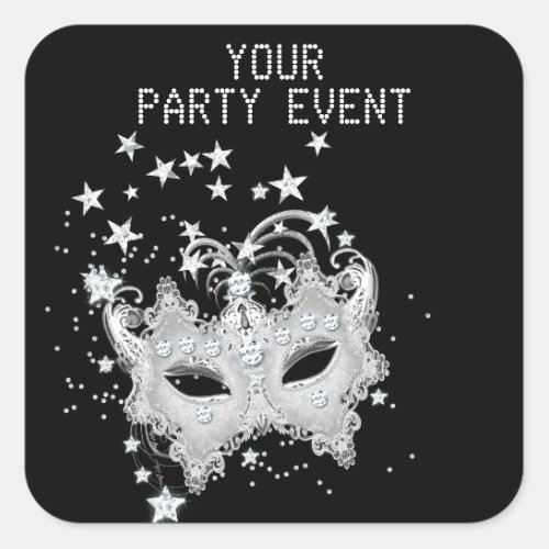 Sticker MASK White Silver Black Party