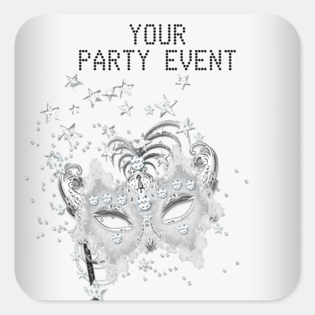 Sticker MASK White Silver Party (Front)