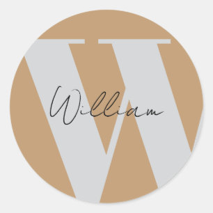 STICKER Monogram name mocha brown gray stylish