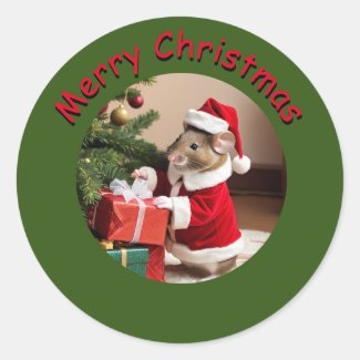 Sticker - Mouse Santa