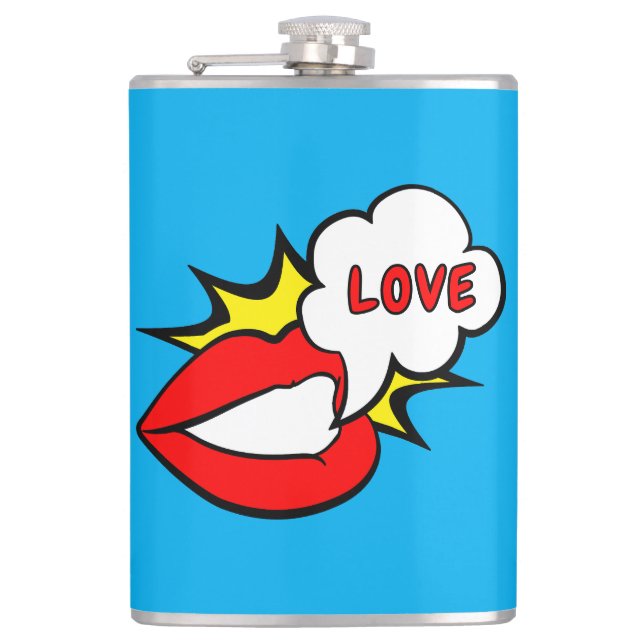 Sticker - Mouth Speech Bubble + YOUR TEXT & IDEA 1 Flask (Front)