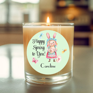 Sticker, Name 3-in Lovable Happy Spring Ms Bunny Classic Round Sticker