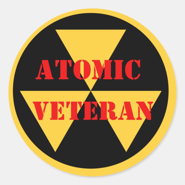 Sticker of Atomic Veteran in bright bold colors (Front)