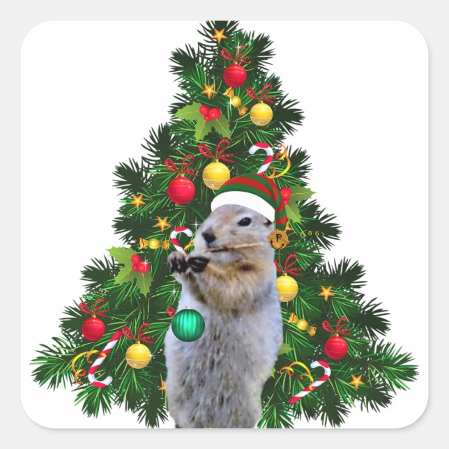 Sticker of Christmas prairie dog (Front)