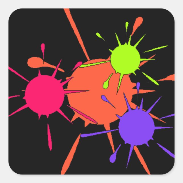Sticker Paintball Party Colorful Splatters Paint (Front)