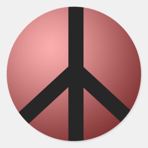 Sticker Peace Sign Red  Black Classic Round Sticker