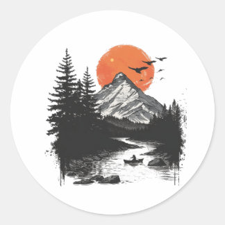 Sticker :- Peaceful Design Nature Round Stiker