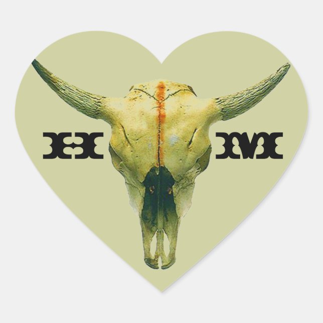 Sticker Personalize Ranch Range Cow Skull Monogram (Front)