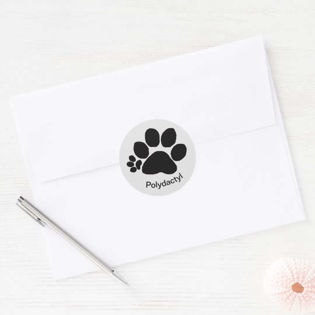 Sticker - Polydactyl Right Paw Print (Envelope)