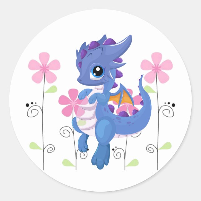 Sticker-Purple Dragon Classic Round Sticker (Front)