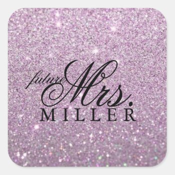 Sticker - Purple Glitter Heart Fab Future Mrs. by Evented at Zazzle