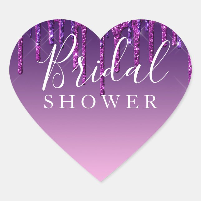 Sticker - Purple & Pink Glitter Drip Bridal Shower (Front)