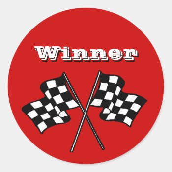 Sticker Race Fans Winner Checkered Flags Auto Cars by ChatRoomCowboy at Zazzle