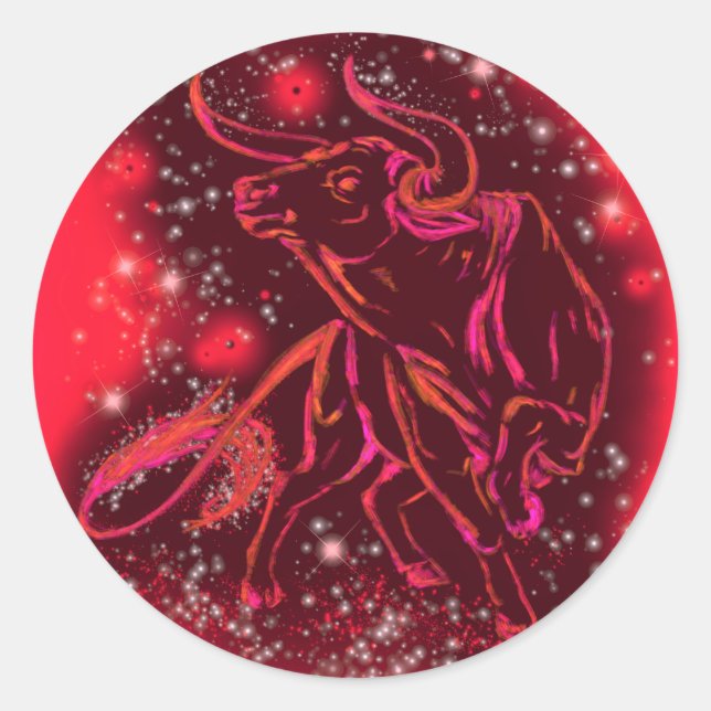 Sticker Red Bull Running At Starry Night (Front)