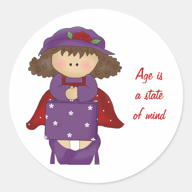 Sticker-Red Hat Ladies Classic Round Sticker | Zazzle