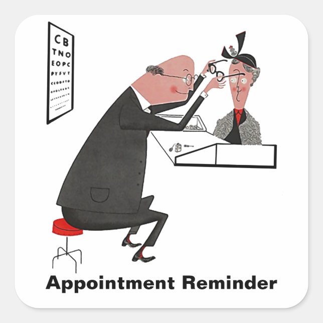 Sticker Retro Appointment Reminder Eye Check Chart (Front)