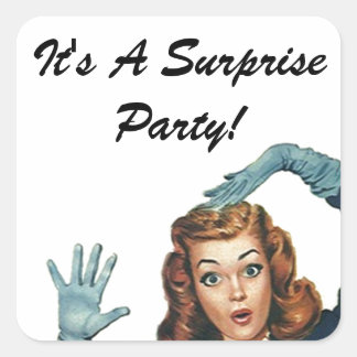 Sticker Retro Lady Surprise Party Envelope Seals