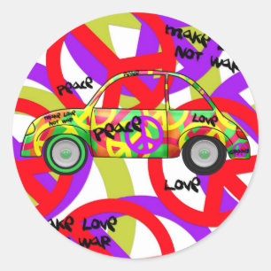 Sticker Retro Love Peace Retro 60's 70's Car