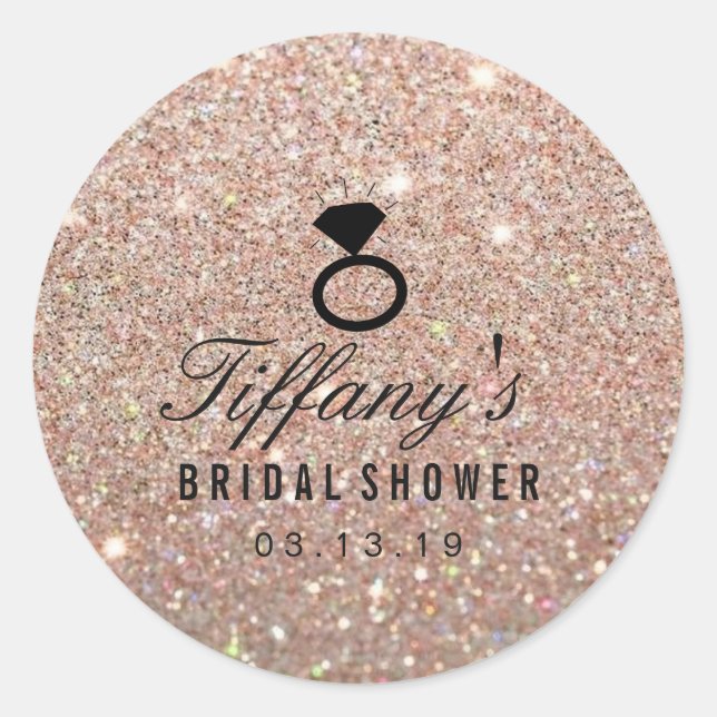 Sticker - Ring Bridal Shower Glitter Rose Gold (Front)