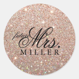 Sticker - Rose Gold Glitter Heart Fab future Mrs.
